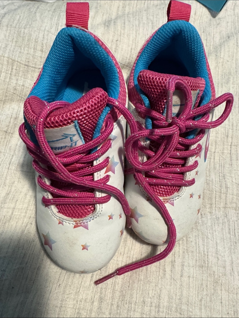 Rip It - Kids White Star Print Athletic Shoes with Pink Accents